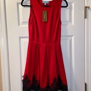 Francescas NWT red & black lace dress size Small
